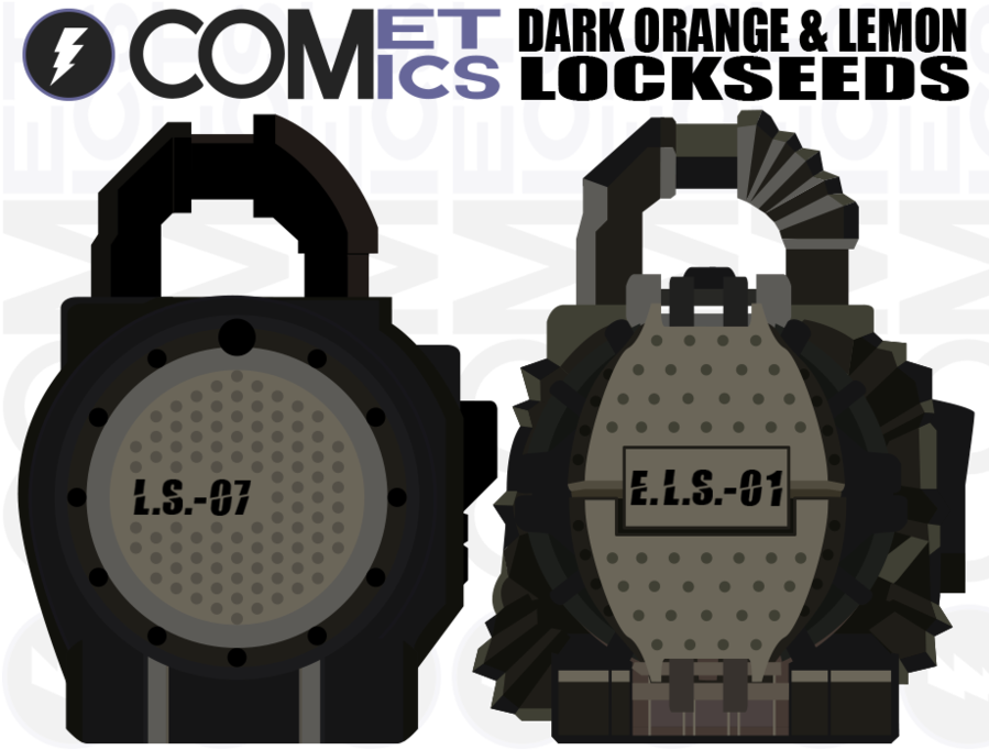 Dark Orange And Lemon Energy Lockseeds By Cometcomics-d7k1w1c - Black Lemon Energy Lockseed (900x688), Png Download