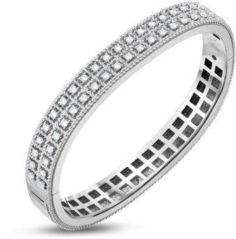 00 Byzantine Barocco 18k White Gold Two Row Diamond - Gold (480x480), Png Download