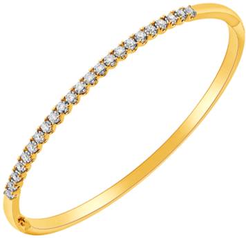 10ct Yellow Gold Diamond Set Bangle - Bracelet (376x480), Png Download