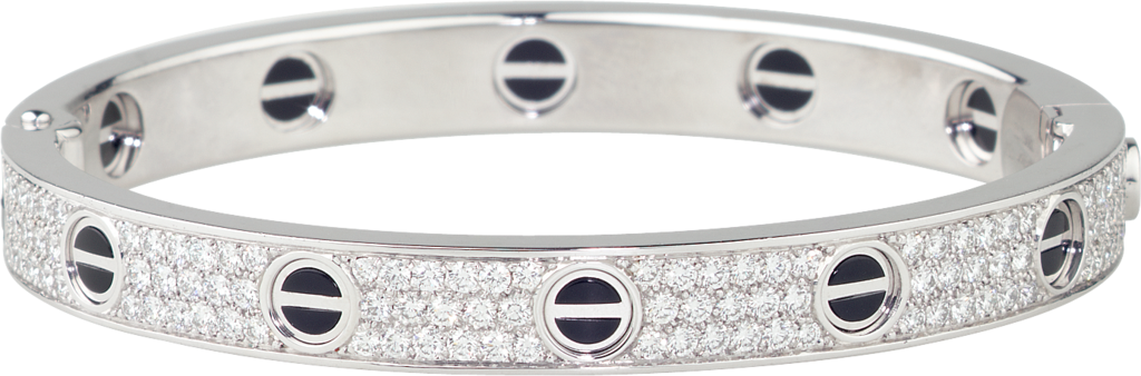 Love Bracelet, Diamond-paved, Ceramicwhite Gold, Ceramic, - Cartier Bracelet Diamond Men (1024x338), Png Download