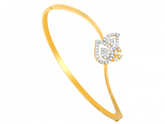 Elegant Twin Leaves Diamond Bracelet - Bracelet (540x405), Png Download