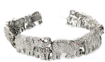 Elephant Design Diamond Bracelet - Bracelet (492x355), Png Download