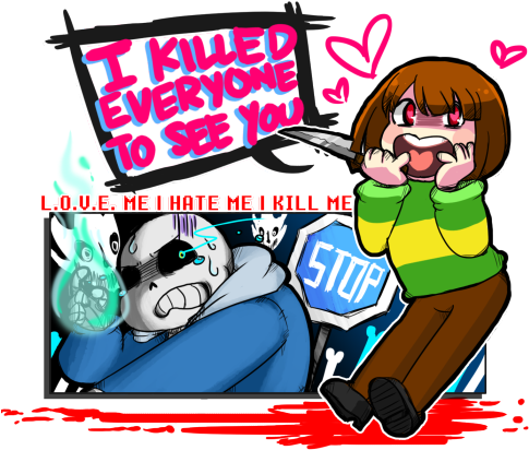 To See L - Sans X Chara Yandere (500x427), Png Download