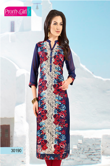 Navy Blue Kurtis - Kurti Top (500x579), Png Download