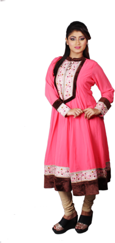 Cotton Designer Long Kurti - Kolkata (306x500), Png Download