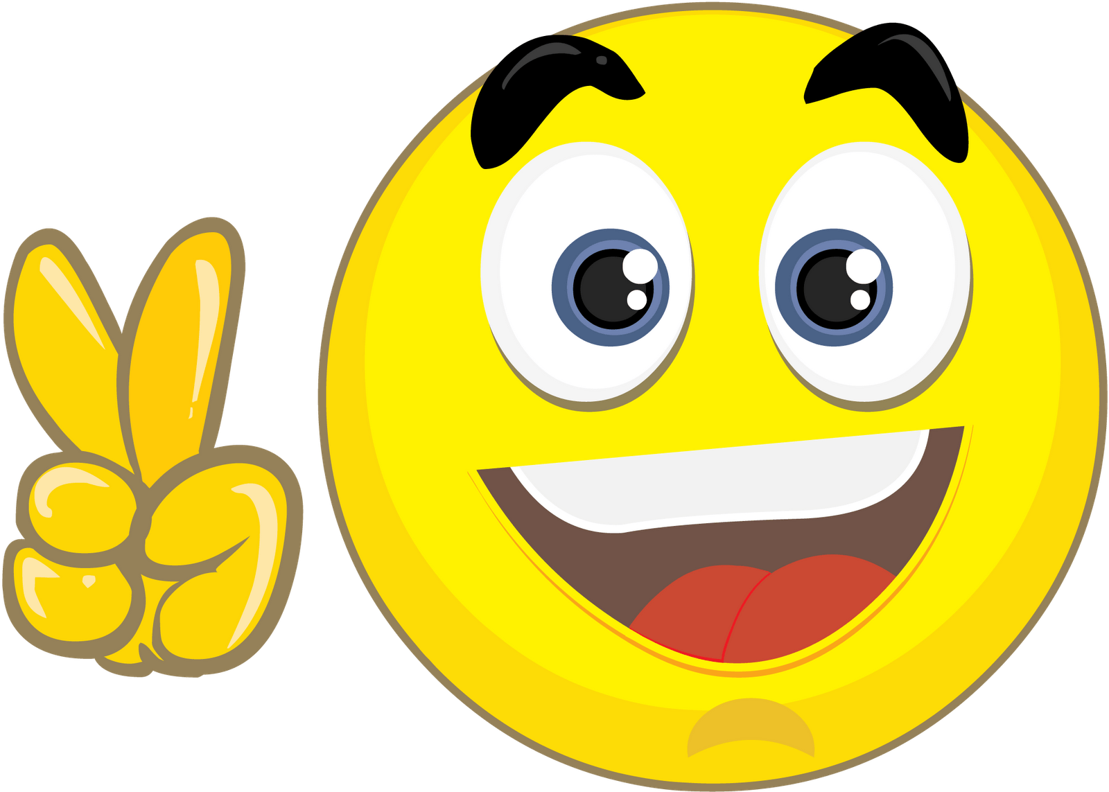 That's Where The 'v' Sign Comes That Is Peace, Happiness, - Smiley Symbol (1600x1143), Png Download