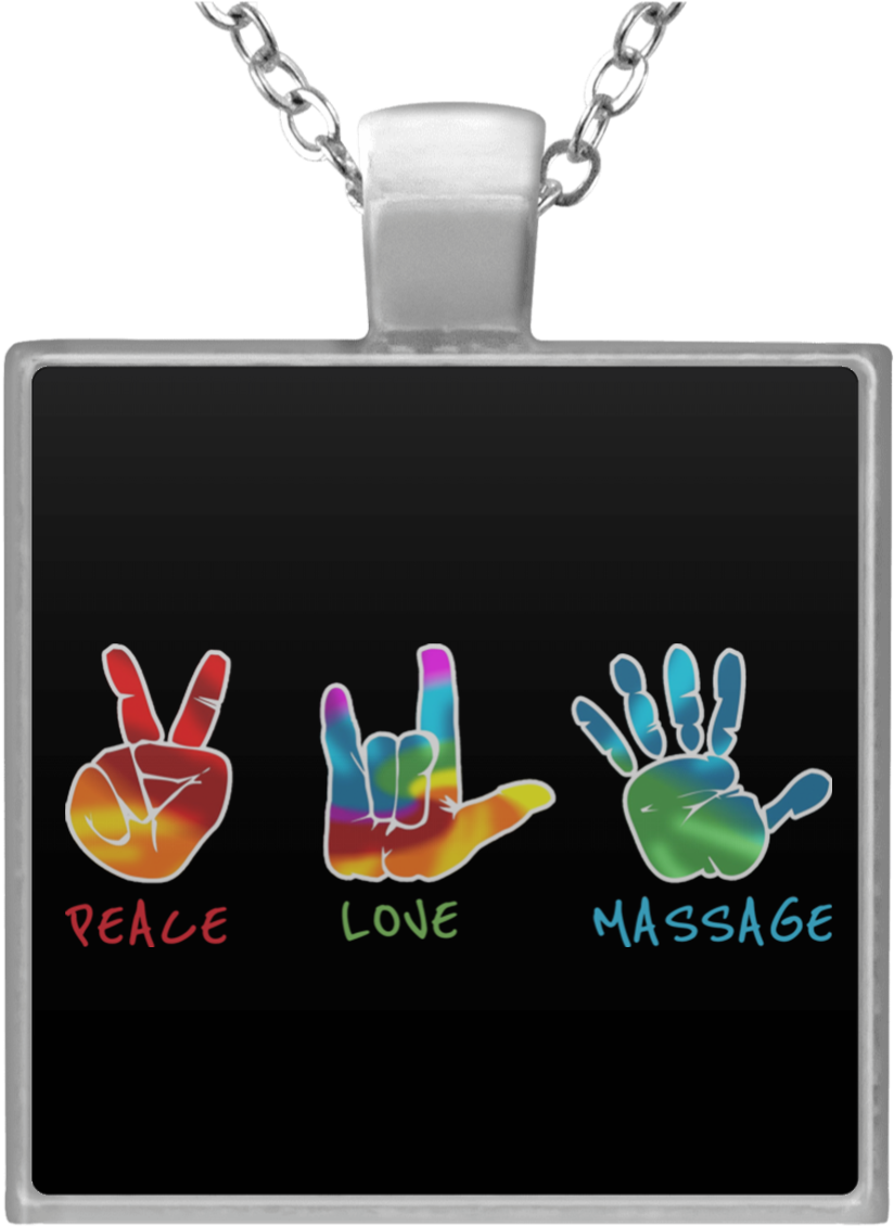 Massage Therapist Square Necklace Peace - Necklace (1155x1155), Png Download