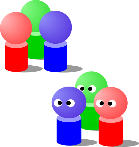 2 Groups Of 3 People (564x596), Png Download