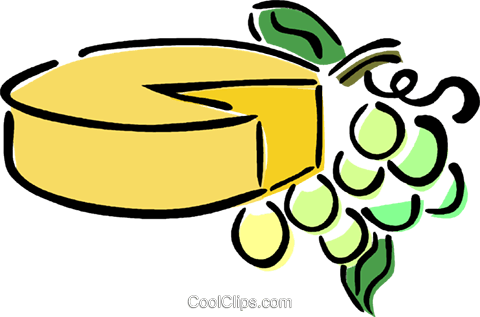 Cheese And Grapes Royalty Free Vector Clip Art Illustration - Cheese And Grapes Clip Art (480x317), Png Download