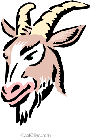 Cartoon Goat Royalty Free Vector Clip Art Illustration - Kepala Kambing Vektor Png (383x480), Png Download