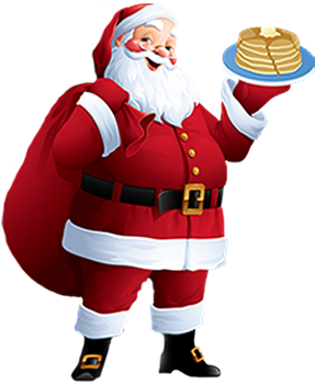 Santa With Christmas Cake - Santa Claus With Christmas Tree (500x365), Png Download