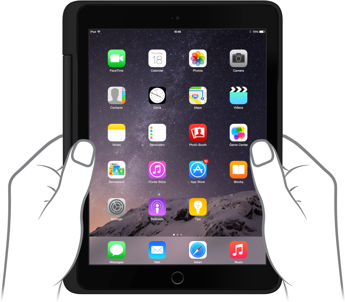 Illustrated Hand Holding Grey - Ipad 4 32gb Wifi 4g (2880x1620), Png Download