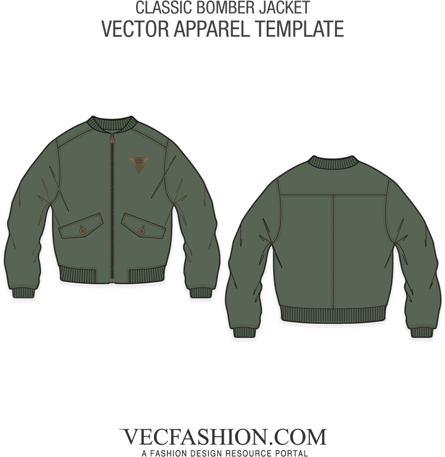 Classic Bomber Jacket Vector Template - Bomber Jacket Template Vector (1000x1000), Png Download
