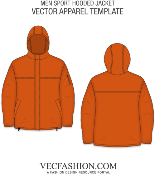 Men Sport Hooded Jacket - Mens Dress Shirt Template (600x600), Png Download