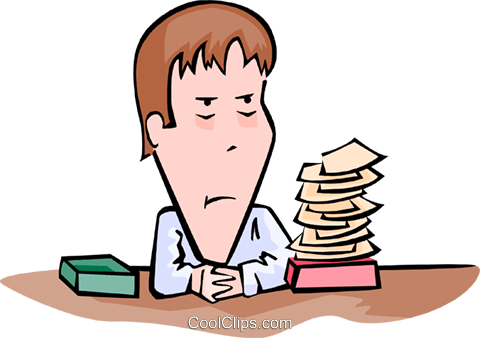 Businessman Facing Urgent Pile Of Work Royalty Free - Pile Of Work Clipart (480x338), Png Download
