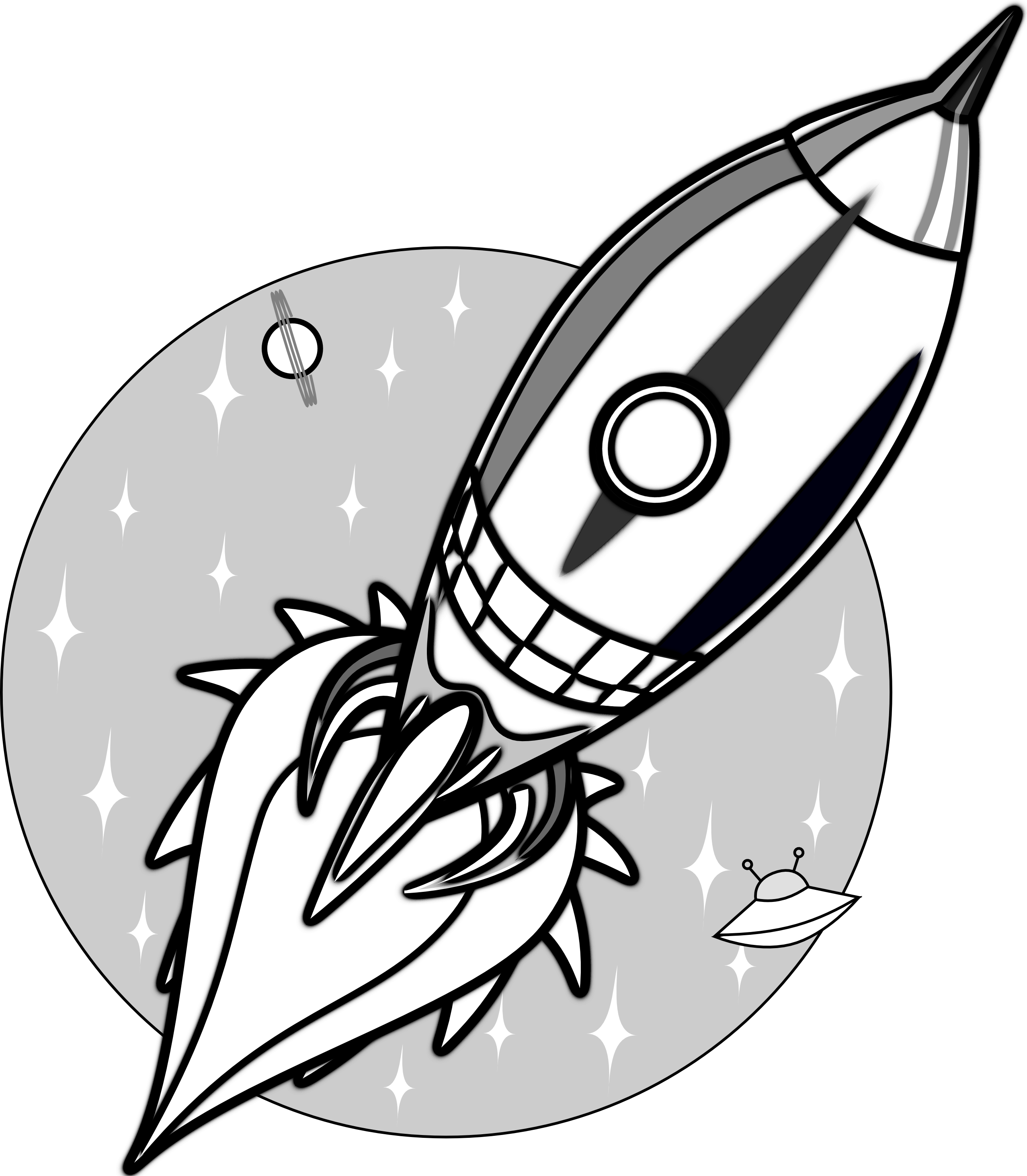 Fast Clipart Cool Rocket - Black And White Rockets (2555x2926), Png Download