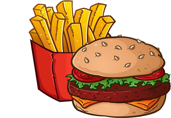 Hamburger French Fries Cheeseburger Royalty - Burger Fries Drawing Png (700x500), Png Download