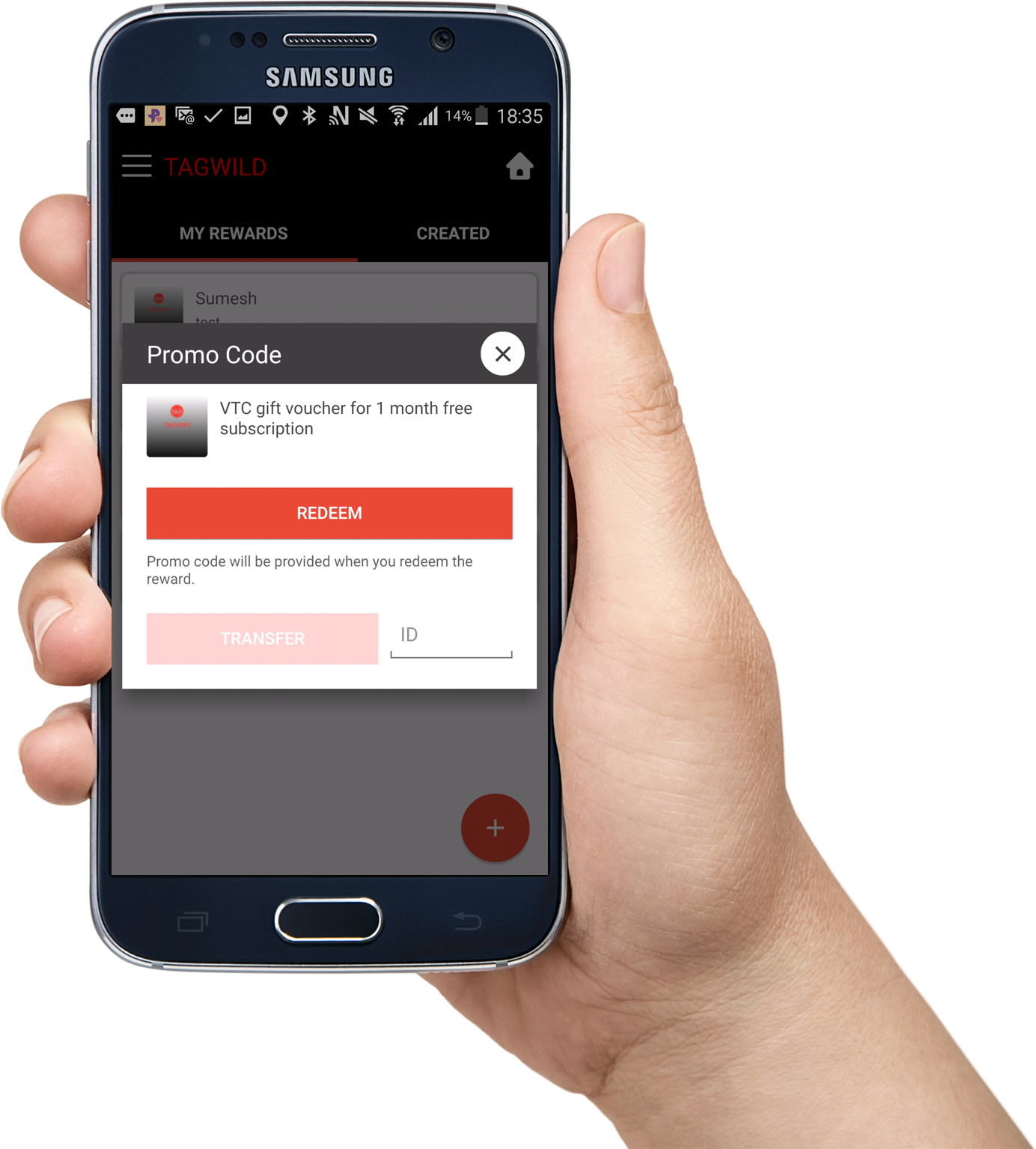 Download The Tagwild App, Play The Game And Win Free - Hand Mobile Frame Png (1384x1535), Png Download