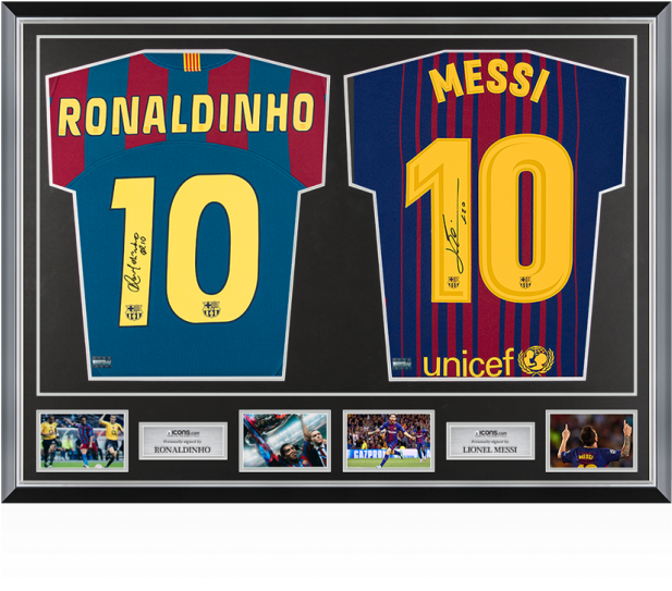 Ronaldinho Drawing Fcb - Messi And Ronaldo Framed Jersey (650x665), Png Download