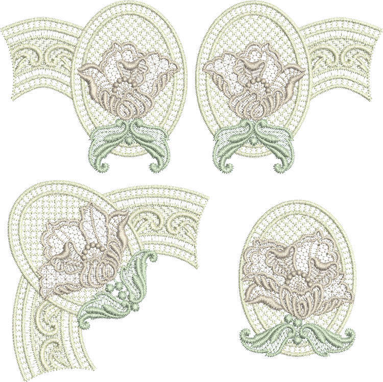 Antique Lace Borders Set - Embroidery (750x749), Png Download