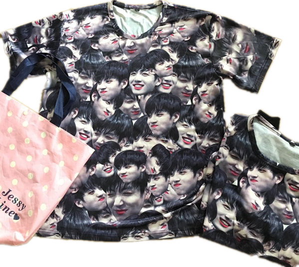 Bts Jungkook Printed T-shirt - Bts Jungkook Face Shirt (599x535), Png Download