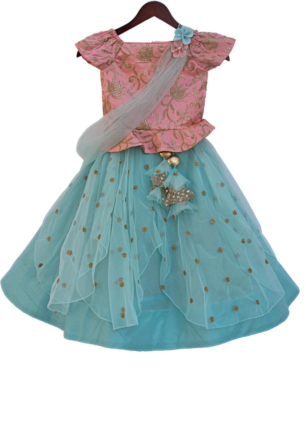 Baby Pink Embroidery Peplum Choli With Light Blue Seq - Baby Lehenga (1008x1512), Png Download