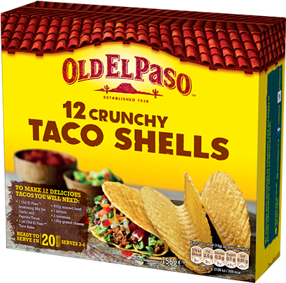 12 Original Hard Shell Tacos - Old El Paso Old El Paso Taco Shells 156g (800x450), Png Download