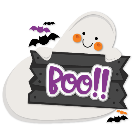 Halloween Ghost With Boo Sign Cuts Scrapbook Cut File - Cartoon (432x432), Png Download