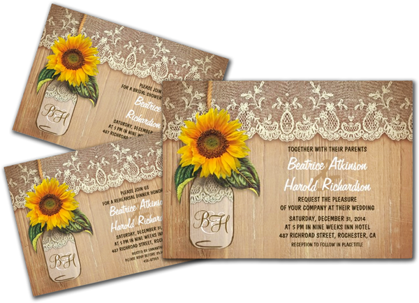 Sunflower Wedding Invitations Sunflower Wedding Invitations - Sunflower Invitations Templates Free (600x434), Png Download