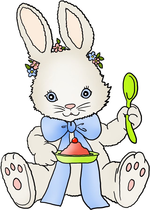 Baby Easter Bunny - Rabbits Eating A Cake Clipart (688x945), Png Download
