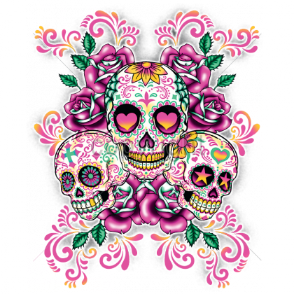 Sugar Skull Clipart Pink - 3 Day Of The Dead Skulls (420x420), Png Download