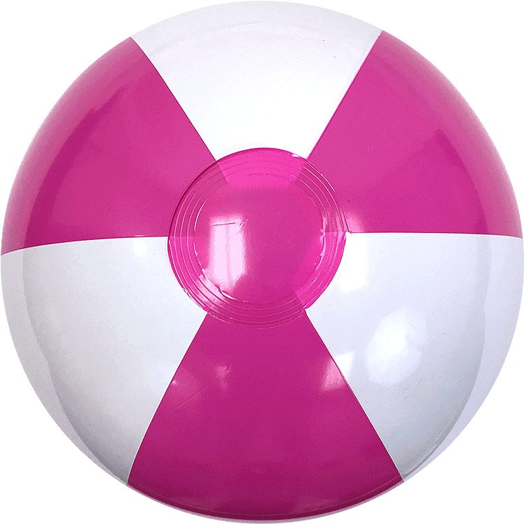 16-inch Hot Pink & White Beach Balls - Pink Orange And Yellow Beach Ball (800x800), Png Download