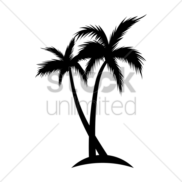 Silhouette Of Coconut Tree Vector Image - Coconut Tree Vector Png (600x600), Png Download