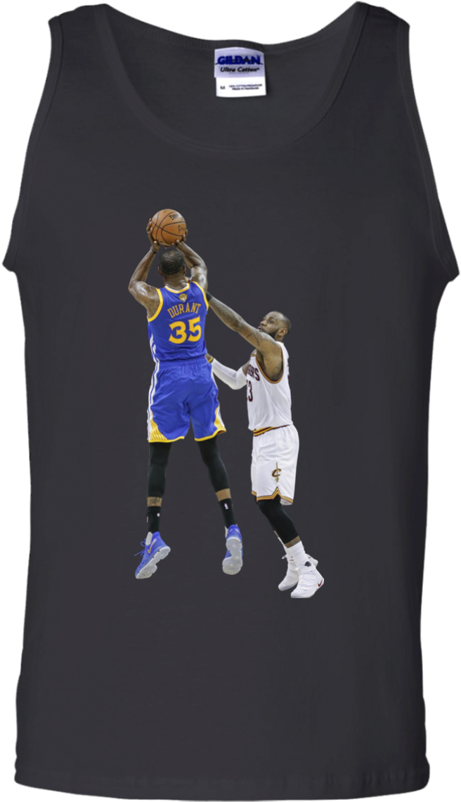 Kevin Durant Shooting Over Lebron James Shirt Cotton - Shirt (1155x1155), Png Download
