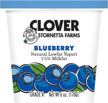 Blueberry - Clover Lowfat Blueberry Yogurt - 6 Oz Cup (356x342), Png Download