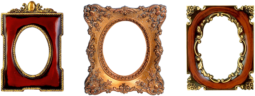 Laminated Poster Oval Filigreed Design Carved Gold - Oval Picture Frame (960x395), Png Download