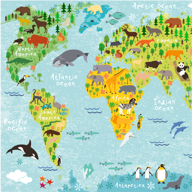 World Map Square Placemat - Mapamundi Para Niños (800x800), Png Download