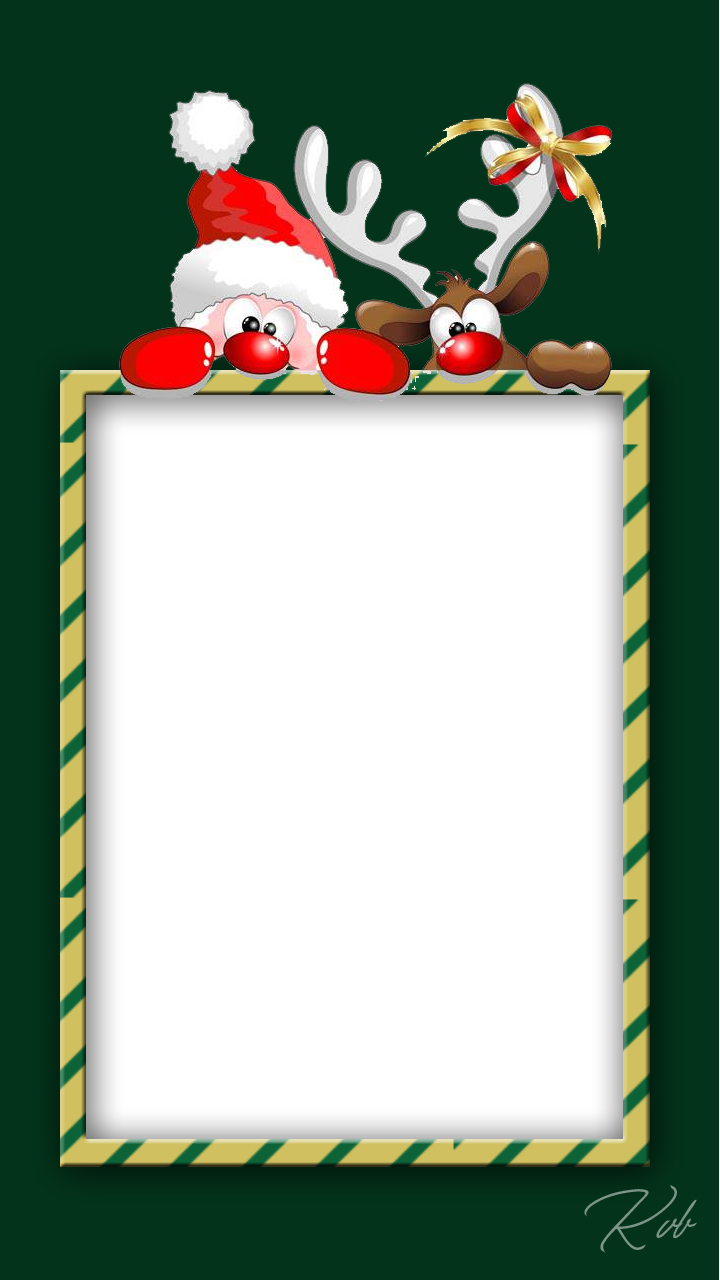 Christmas Frame With Santa And Reindeer - Zazzle Funny Santa And Reindeer Cartoon Keychain (720x1280), Png Download