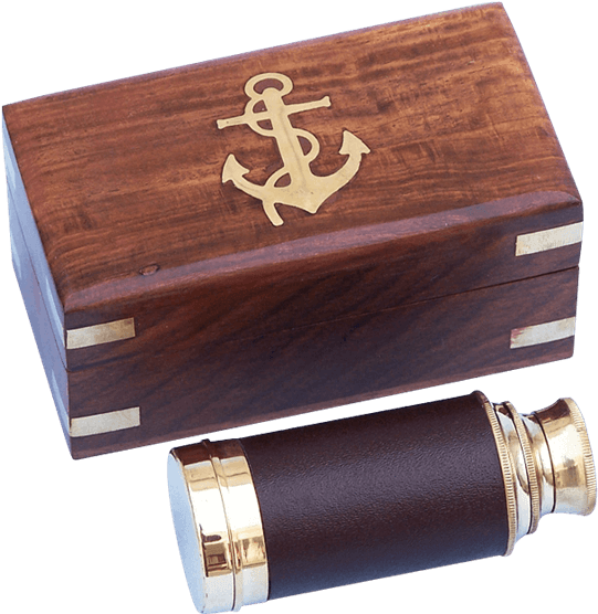 Scouts Brass And Leather Spyglass - Hampton Nautical Scout's Brass/leather Spyglass Telescope (555x555), Png Download