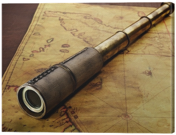 Close-up Of A Spyglass On The Old Map Canvas Print - Petites Chroniques #23 : Explorateurs Sans Frontières (400x400), Png Download