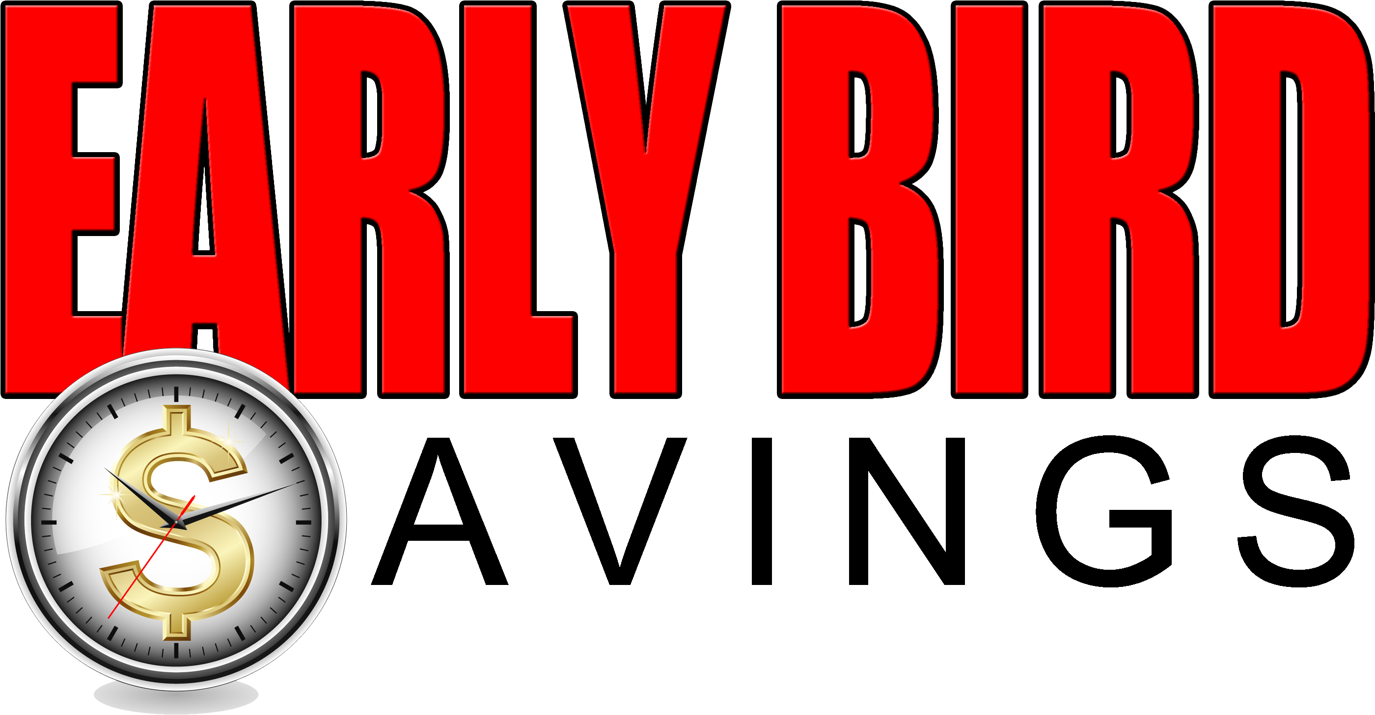 Early Bird Savings - Quartz Clock (3019x1584), Png Download