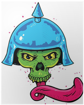 Punk Tattoo Style Skull With Helmet And Long Tongue - Punk Tattoo (400x400), Png Download