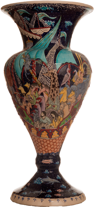Noah's Ark Designed Vase - Vase (700x718), Png Download