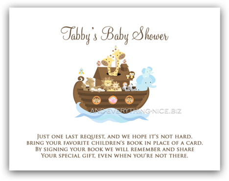 Noah's Ark • Book Instead Of Card - Baby Shower (480x378), Png Download