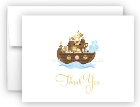 Noah's Ark Printed Thank You Cards • Folded Flat Note - Stationery (480x365), Png Download