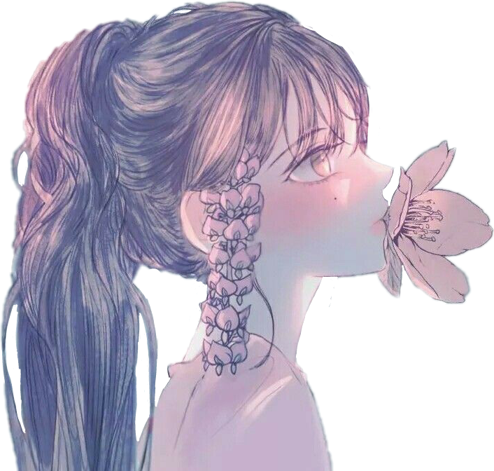 Sticker Cute Anime Girl Freetoedit Tumblr Png Tumblr - Long Hair Anime Girl (706x672), Png Download