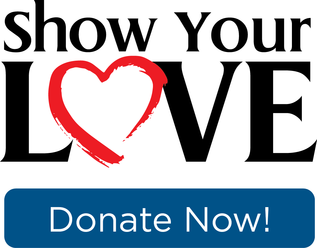 Show Your Love Text Graphic With Donate Now Button - Heart (1024x801), Png Download