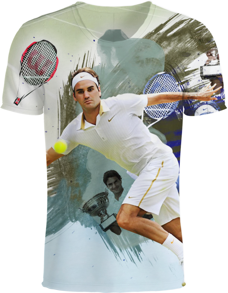 Tennis Roger Federer 3d Full Over Print - Roger Federer (1045x1044), Png Download