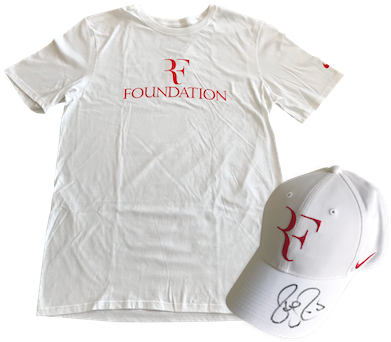Signed Cap & T-shirt From Roger Federer - T-shirt (400x353), Png Download