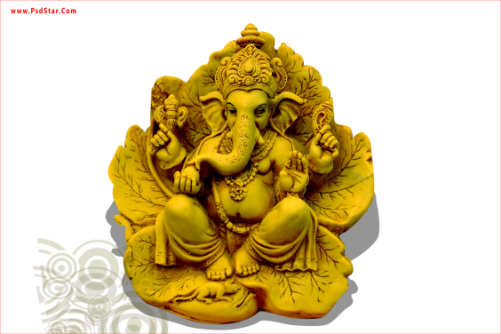 Ganesh Yelow Color On Leaf Photo - Photograph (564x376), Png Download